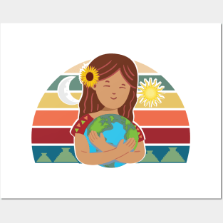 Pachamama Earth Mother Incan God Sunflower Spiritual Environmentalist Posters and Art